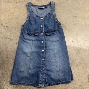Express Bleus VTG Denim Tank Overall Jumper Mini Dress S/XS Retro Western Y2k